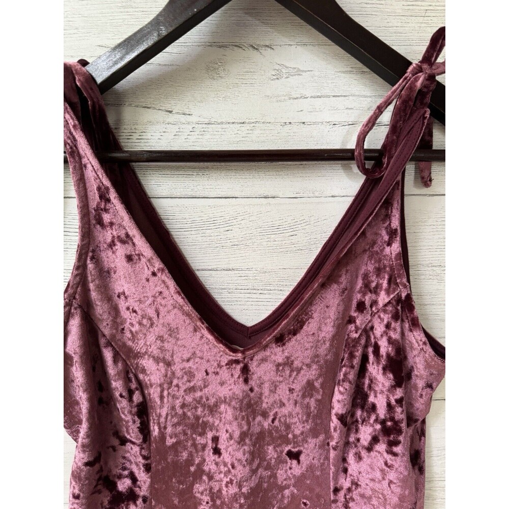 LA Hearts Dress Pink Crushed Velvet XS Tie Straps V-neck Mini Fit & Flare - Picture 3 of 8